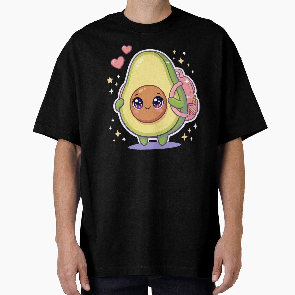 Kawaii Avocado with Backpack - Pastel Cute Food Character. by Lylysun Unisex , , , Long Sleeve Tee