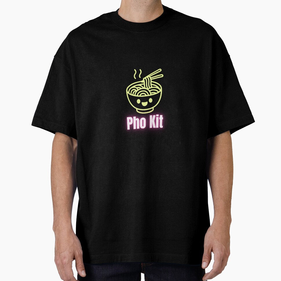 Neon Cute Pho Noodle Bowl Kawaii Vietnamese Soup Design by luckyhue Unisex , , , Long Sleeve Tee
