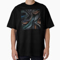 Dark Metallic Abstract Fabric Folds Texture by frumixart Unisex , , , Long Sleeve Tee