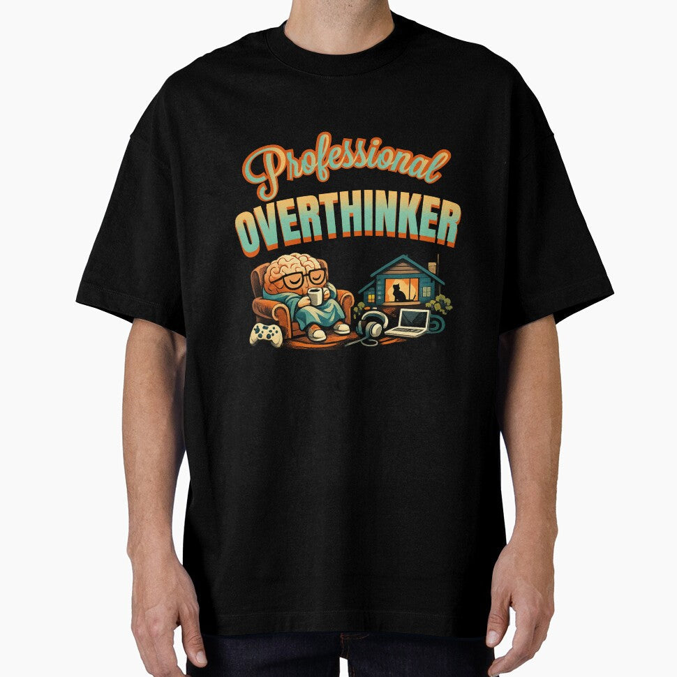 Professional Overthinker Funny Introvert Humor Overthinking Meme Design by Nubrixa-Studio Unisex , , , Long Sleeve Tee