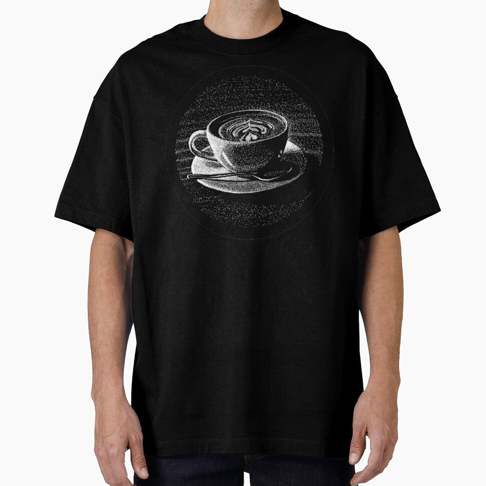 Stippling Latte Illustration by HalpinDesign Unisex , , , Long Sleeve Tee
