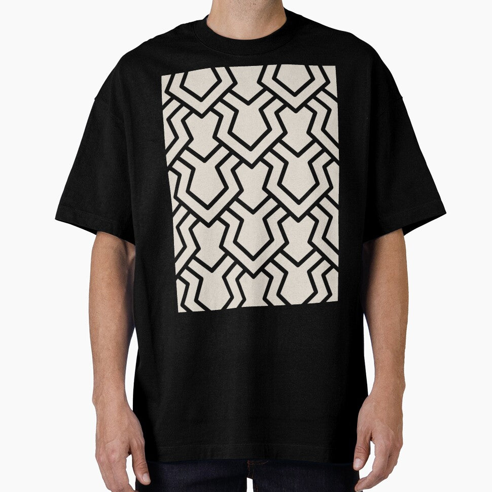 Black and Beige Tessellation Line Pattern 5 Pairs DE 2022 Popular Color Crisp Muslin DE6212 by ColorOfTheYears