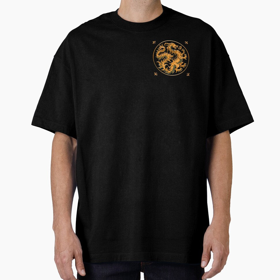 golden dragon royal flag emblem illustration badge graphic logo art by hayrpictures Unisex , , , Long Sleeve Tee