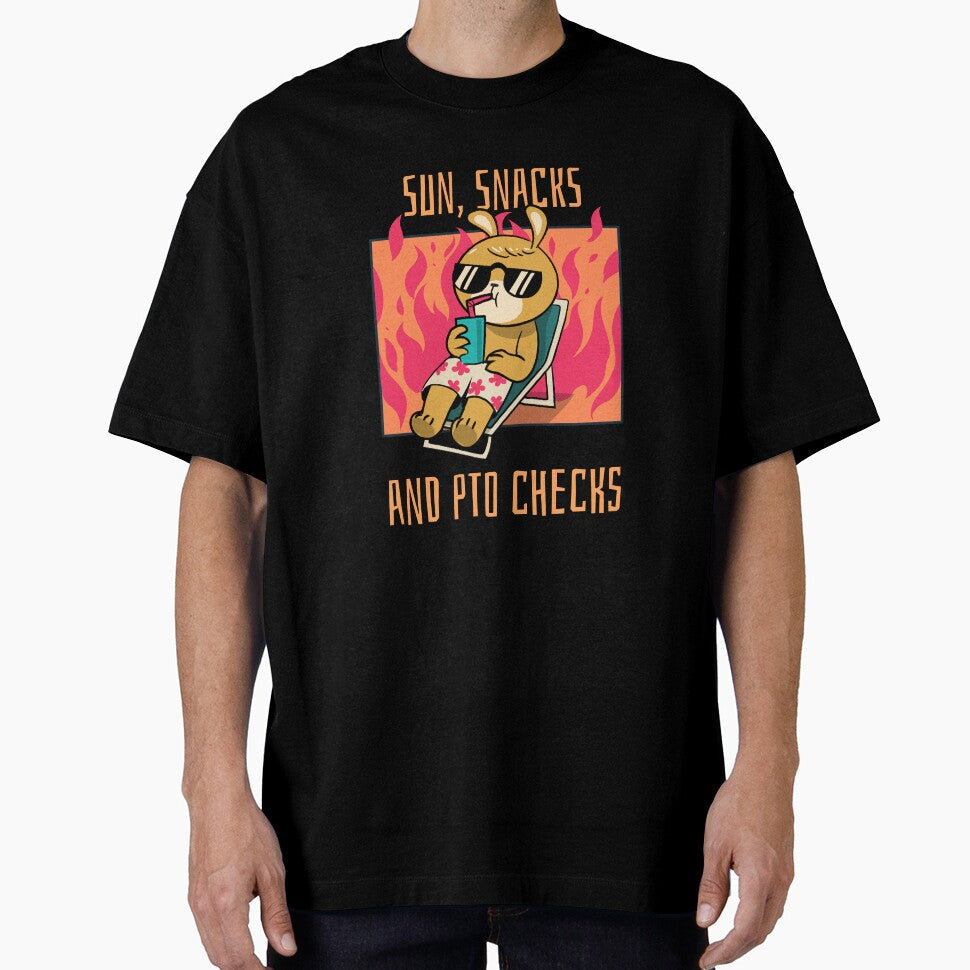 Sun,Snacks and PTO Checks by Echothreadz Unisex , , , Long Sleeve Tee