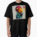 Bold Geometric Circles Abstract with Textured Layers in Vibrant Red Yellow Teal by EK-World