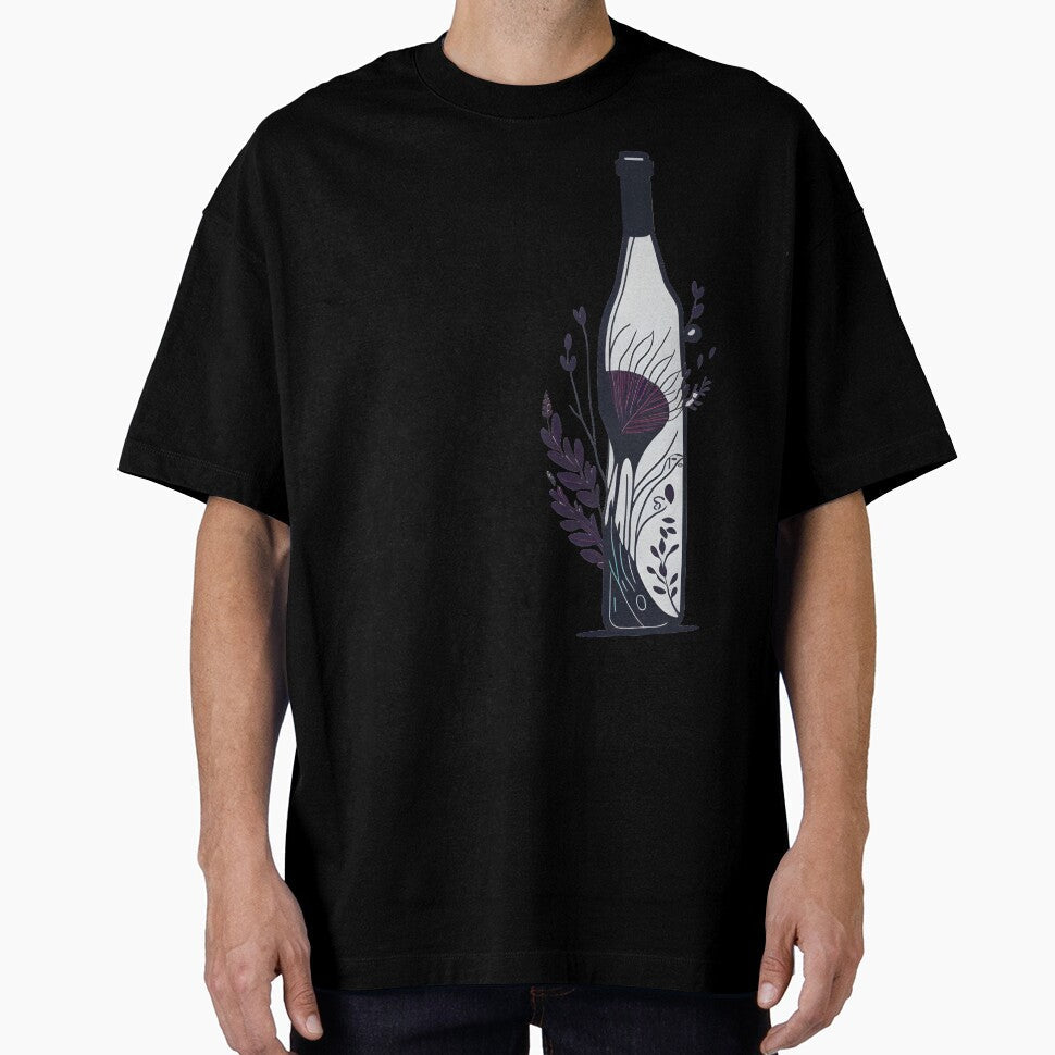 Aesthetic Flower Wine Bottle by Cravio Unisex , , , Long Sleeve Tee