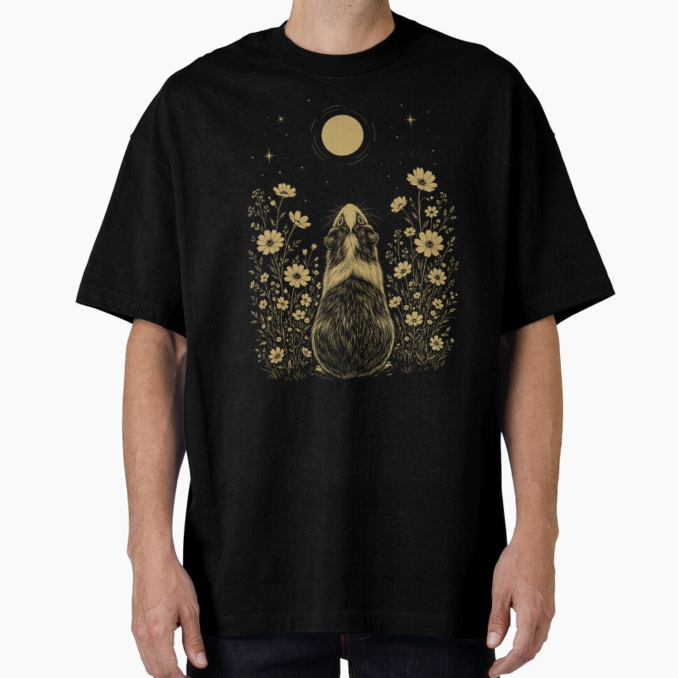 Guinea Pig Moon Night Flower Minimalist Boho Lover by DoodleTortle