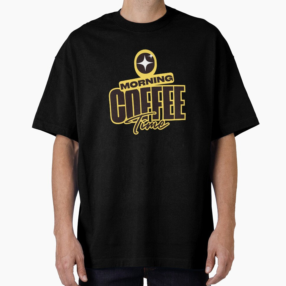 Morning Coffee Time Bold Graphic | Energetic Yellow Coffee Lover Gift by BeanNTee Unisex , , , Long Sleeve Tee