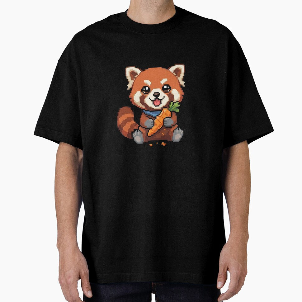 Red Panda Eating Pixel Art by BhadzCheetah Unisex , , , Long Sleeve Tee