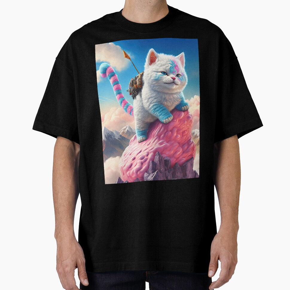 Cotton Candy Cat Climbing Candy Mountain by Trippinink- Unisex , , , Long Sleeve Tee