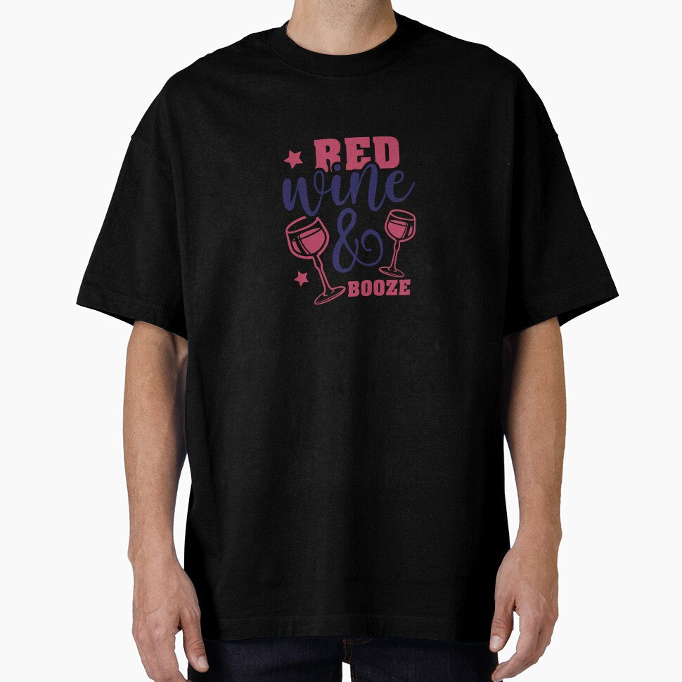 Red Wine & Booze Typography Design | Wine Lover Gift Merchandise by Art-shia Unisex , , , Long Sleeve Tee