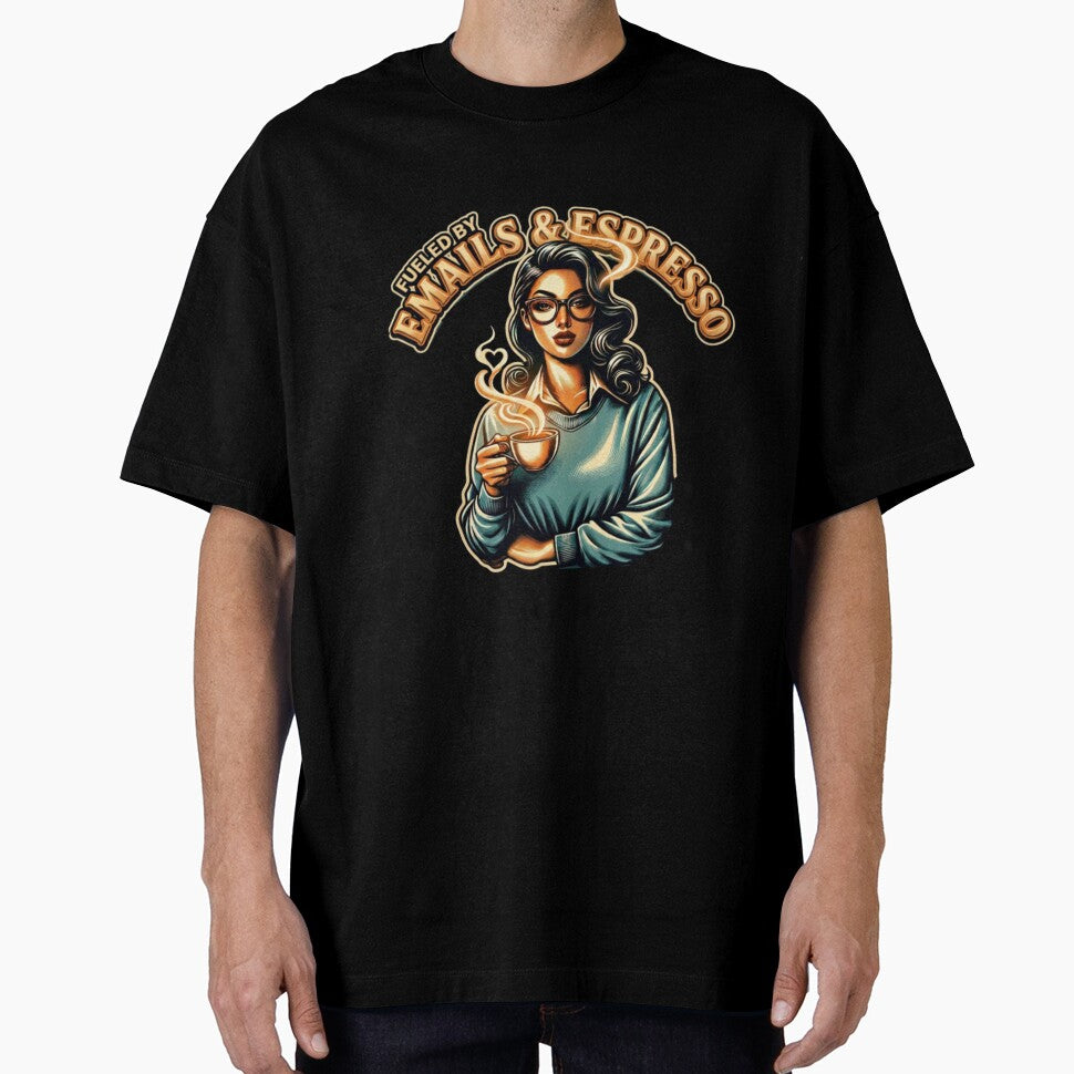 Emails & Espresso – Office Girl Aesthetic Coffee Lover Vintage Retro T-Shirt by Prime legend