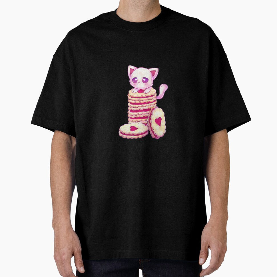 Kawaii Cat with Jam Biscuits by DesignsByHumbug Unisex , , , Long Sleeve Tee