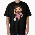 Chibi Soccer Player Cartoon Art with Pink Kit, Golden Cleats, and Winking Pose by Skully-Studio