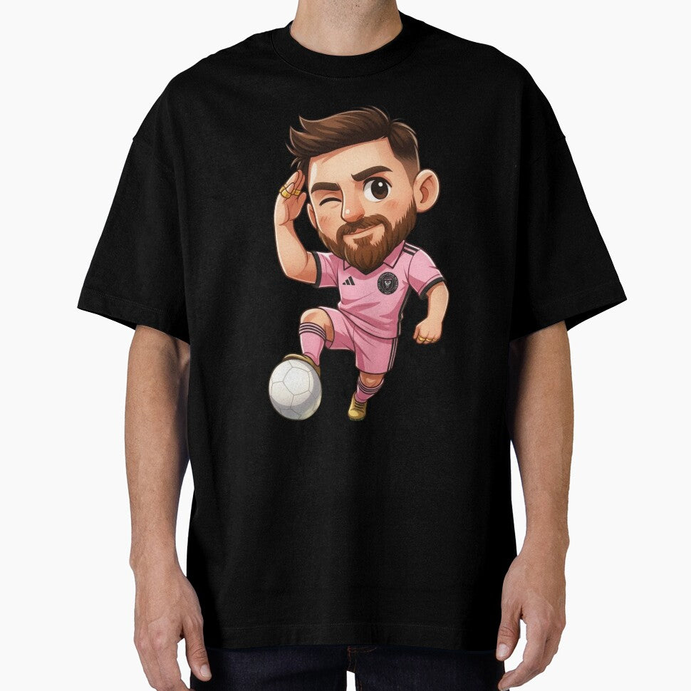 Chibi Soccer Player Cartoon Art with Pink Kit, Golden Cleats, and Winking Pose by Skully-Studio