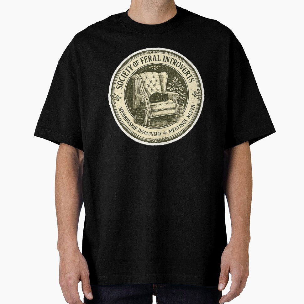 Society of Feral Introverts Meetings Never – Funny Vintage Seal Art | Introvert Feral Gift by irfanshikh