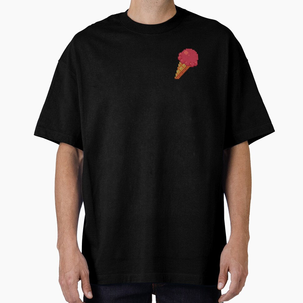 Pixel Strawberry Ice Cream - pixel food art by LittleFoodShop Unisex , , , Long Sleeve Tee