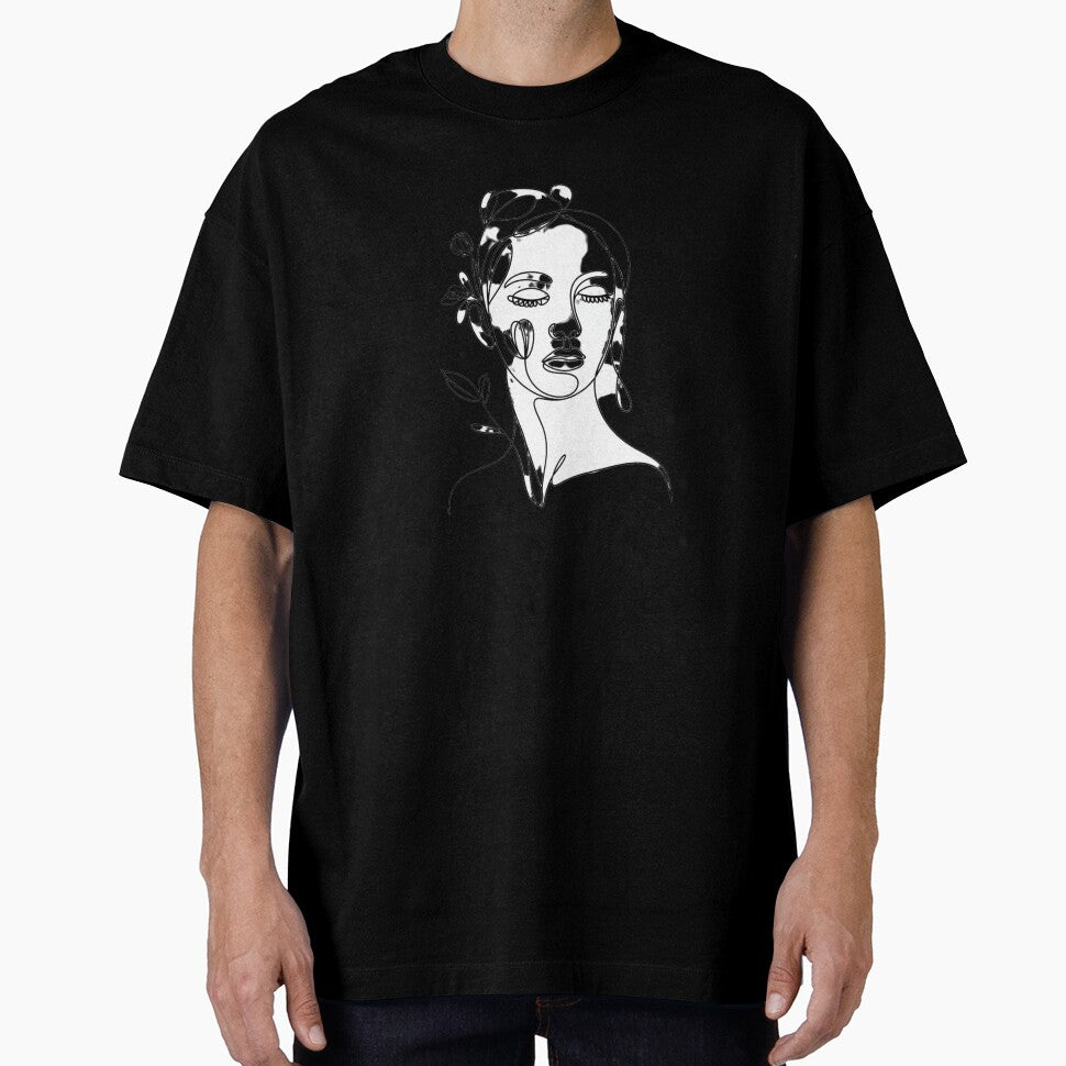 Minimalist One Line Art Woman Face with Flowers – Modern Abstract Floral Portrait Illustration for Wall Art, Stickers, and Aesthetic Decor by Planet Designs