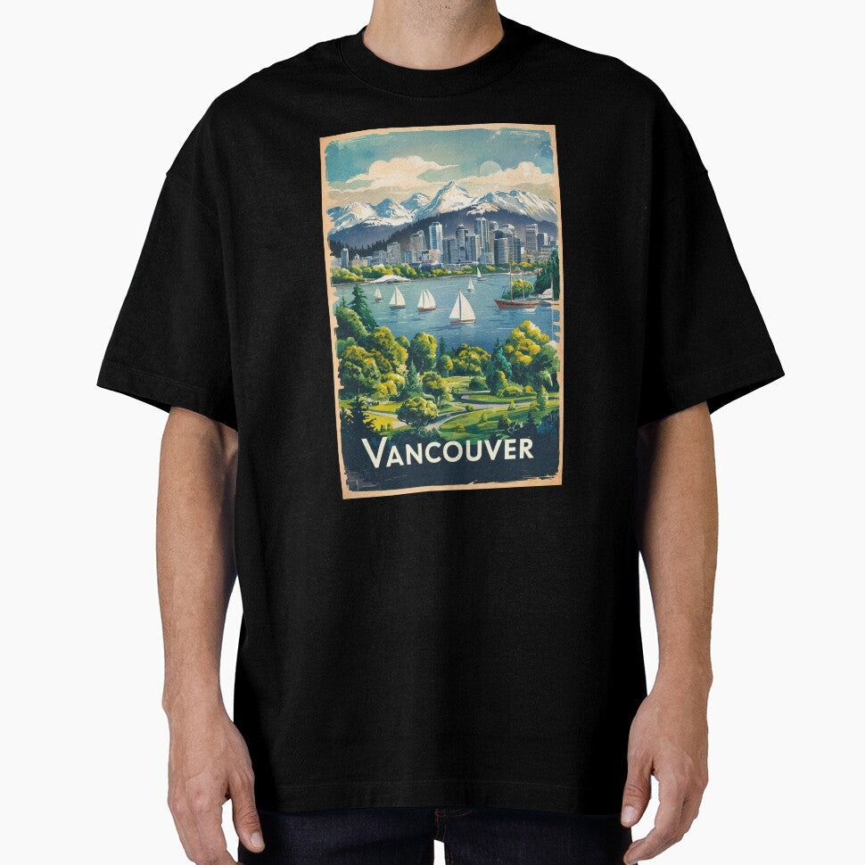 Vancouver Vintage Travel Poster by TravelerRat Unisex , , , Long Sleeve Tee