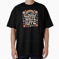 Elderly White Hippie Retro Rainbow Flowers Groovy Design by MissRasheedHam