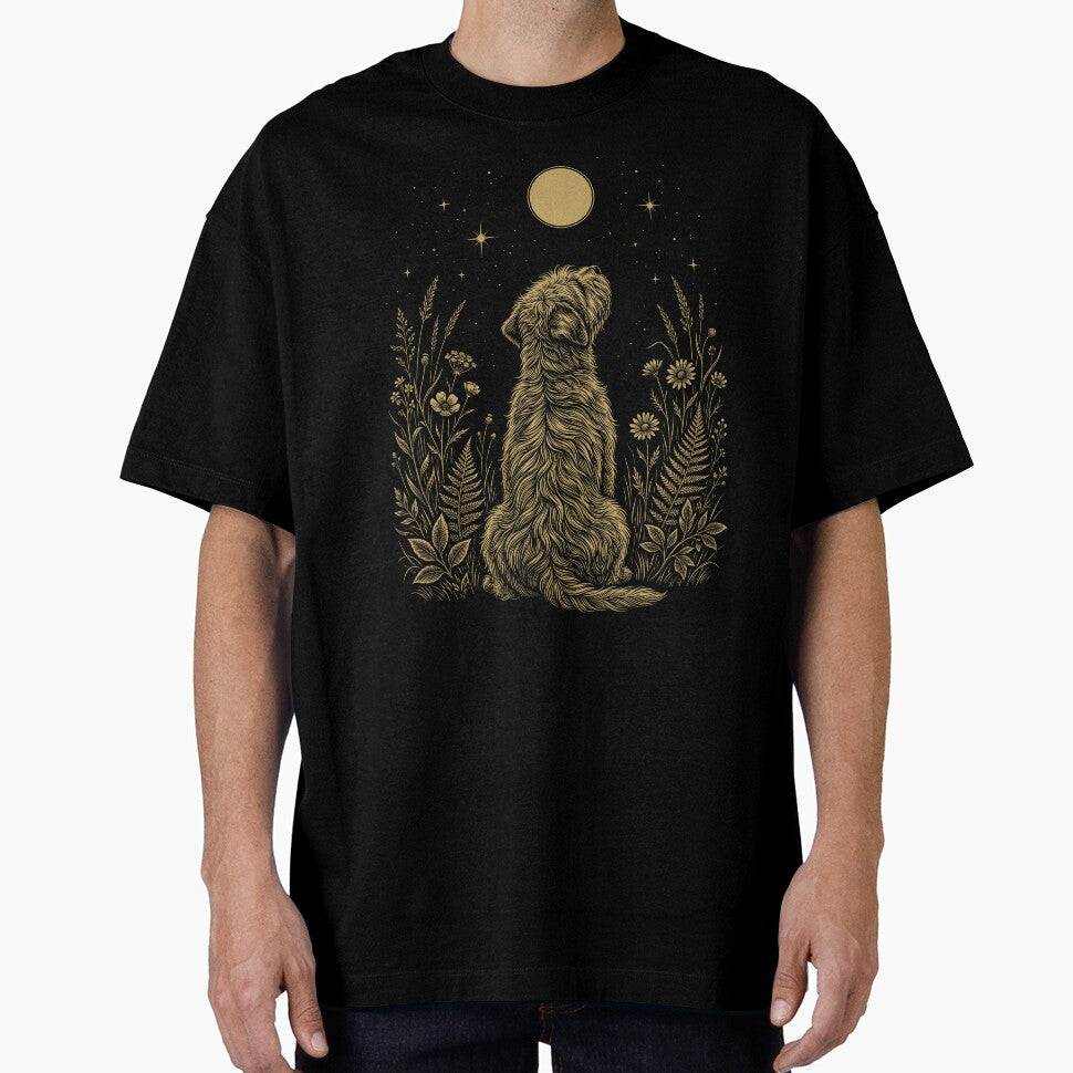 Soft Coated Wheaten Terrier Moon Night Flower Minimalist Boho Dog Lover by DoodleTortle Unisex , , , Long Sleeve Tee
