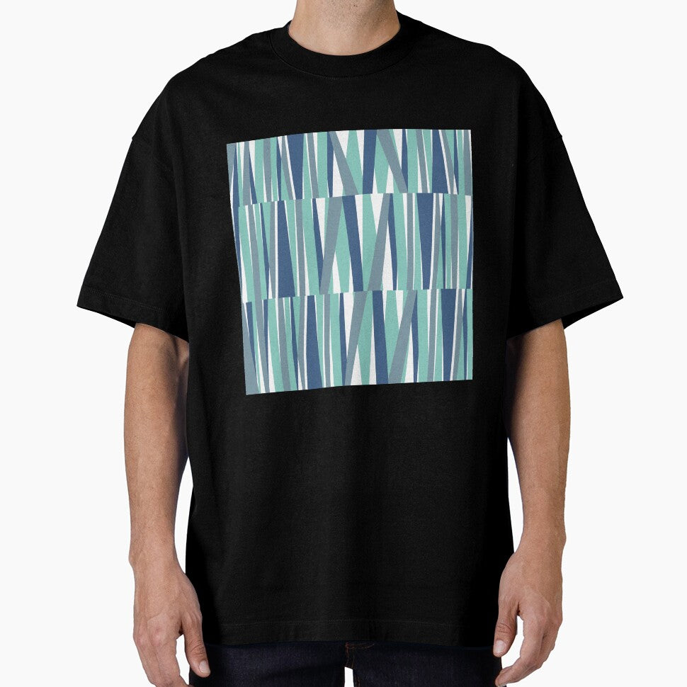 Retro Angular Stripes Blue and white by QuestingPixel