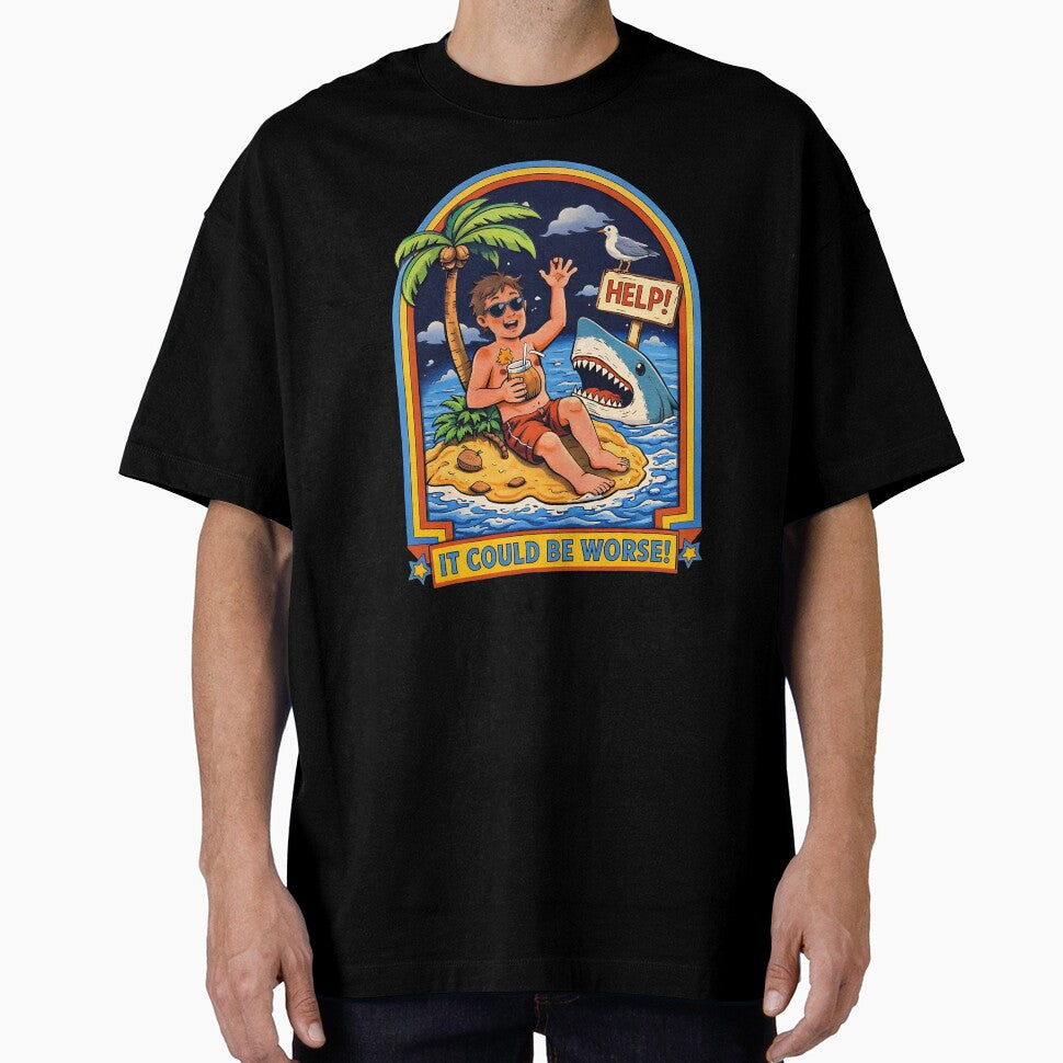 It Could Be Worse Retro Dark Humor Illustration by Evolved Ape Unisex , , , Long Sleeve Tee