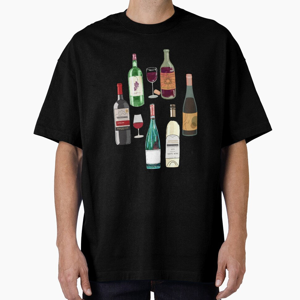 Wine Enthusiasts Gift- Wine Bottle Pattern by BronikowskiART Unisex , , , Long Sleeve Tee