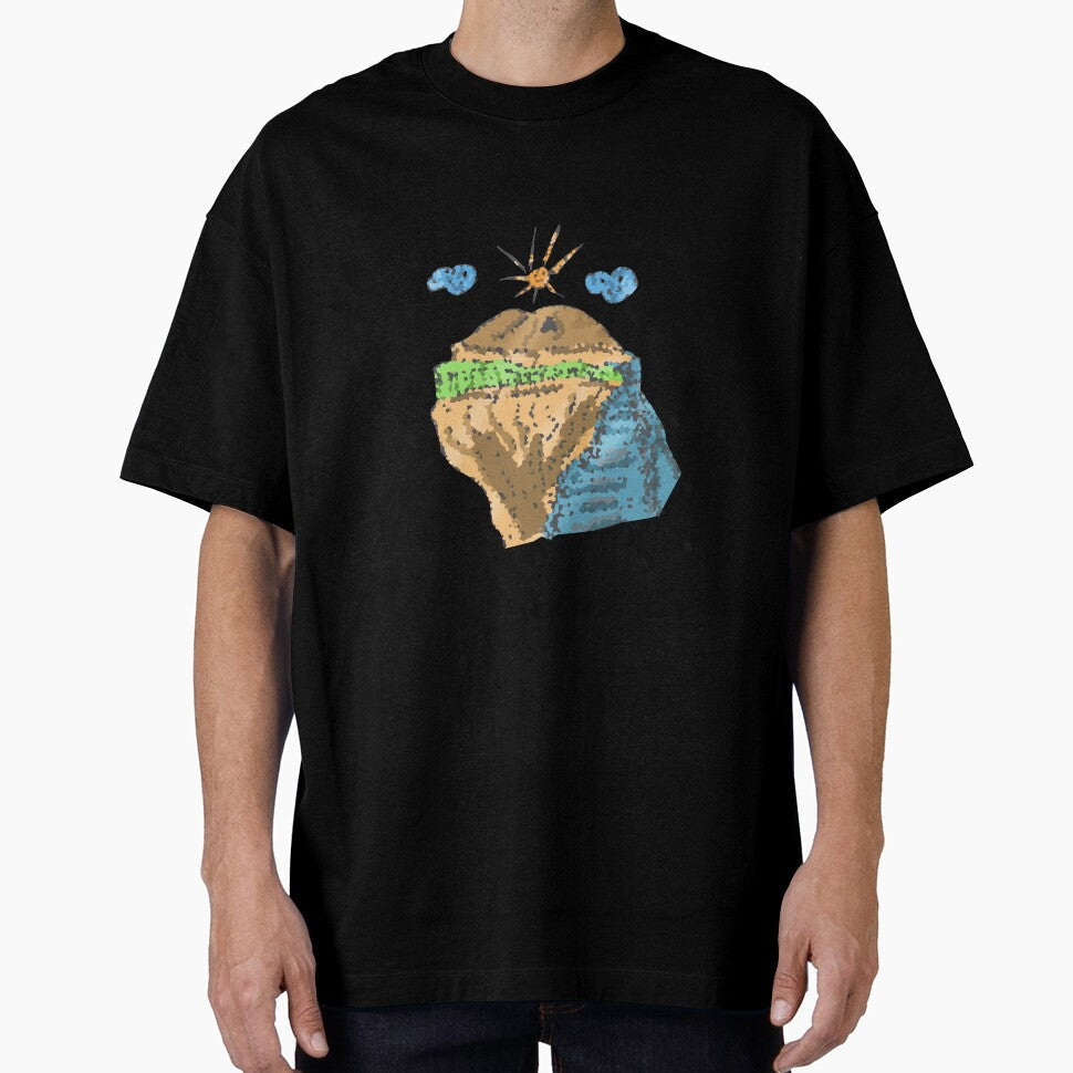 pixel mountain sun clouds by Coffeemerc117 Unisex , , , Long Sleeve Tee