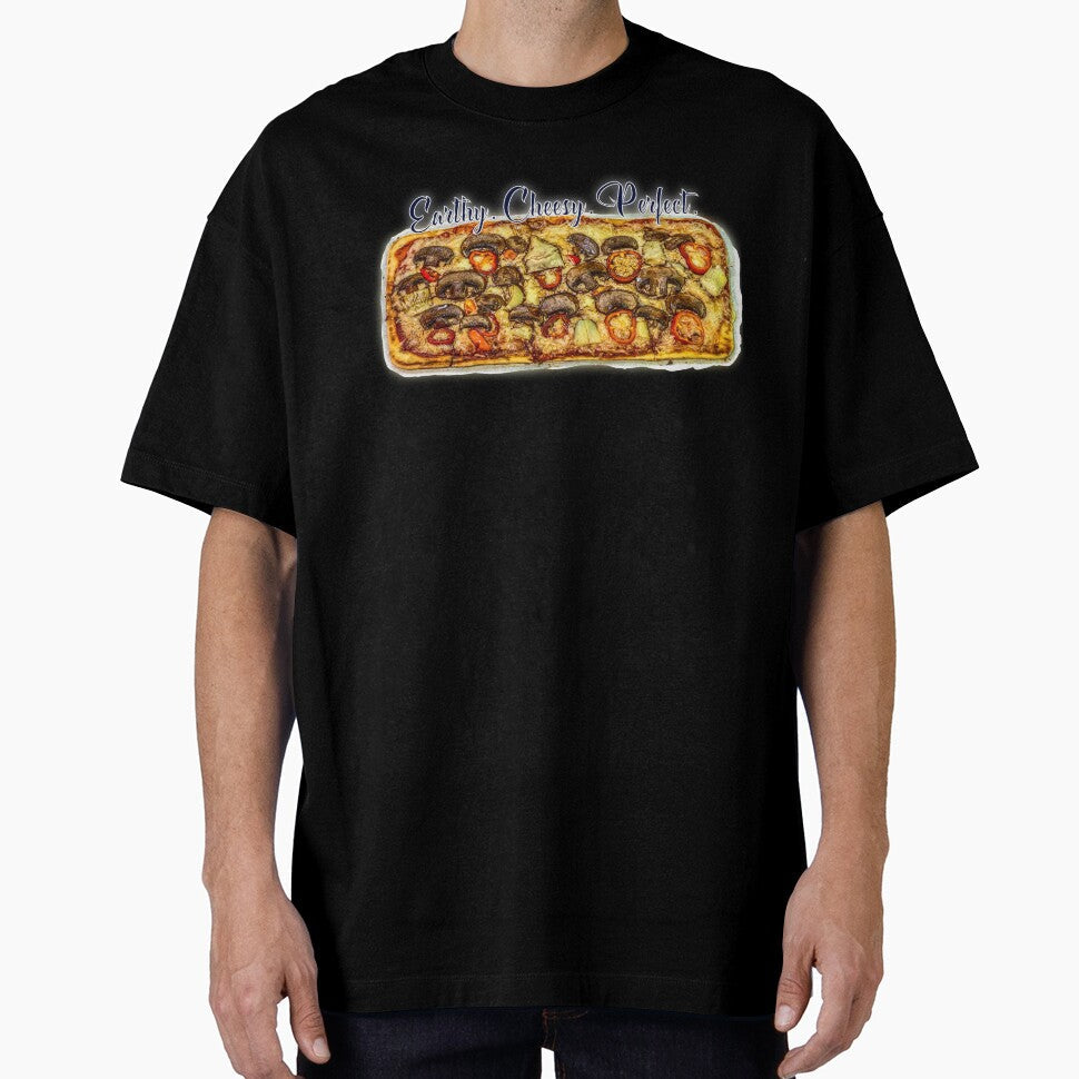 Earthy Cheesy Perfect – Mushroom Pizza Food Lover Humor Design by aadventures Unisex , , , Long Sleeve Tee
