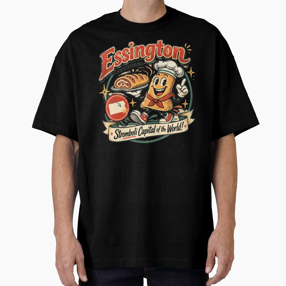 Essington, PA - Stromboli Capital of the World - Vintage Mascot by The Masked Designer Unisex , , , Long Sleeve Tee