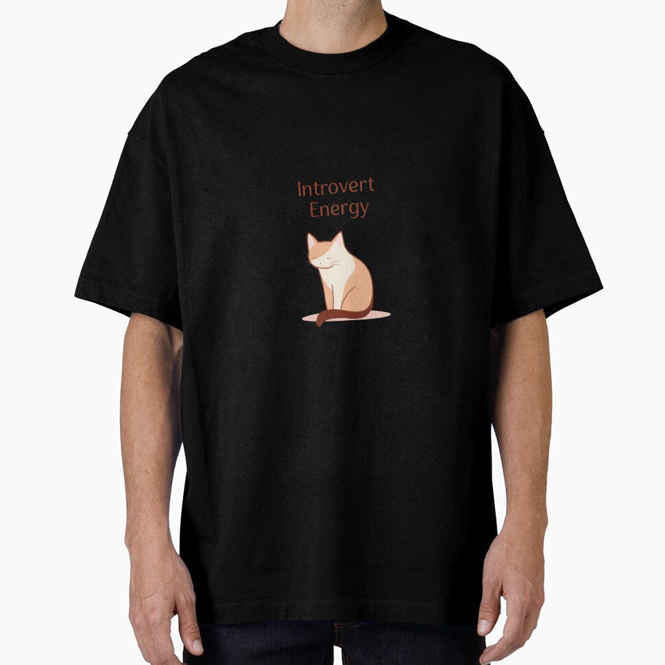 Introvert Energy Cat Minimal Design – Calm Quiet Cat Aesthetic by Kavya Art Unisex , , , Long Sleeve Tee
