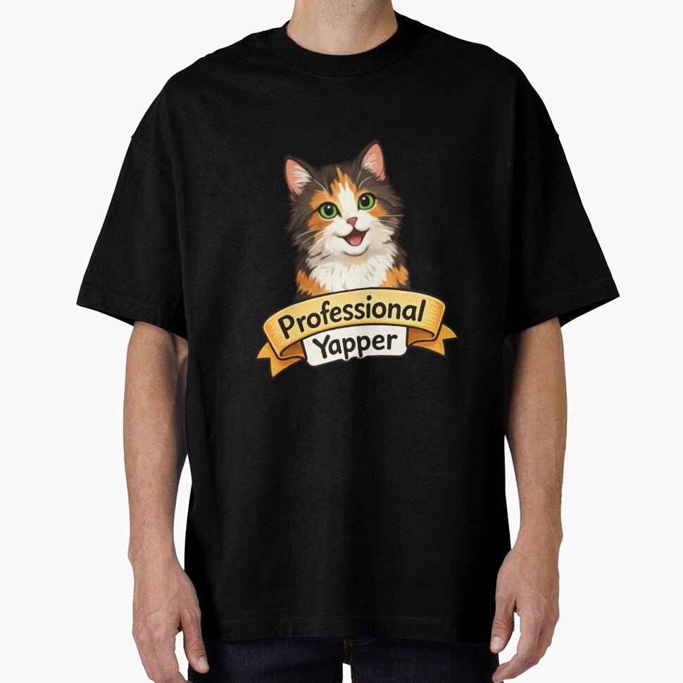 Professional Yapper: Cute Calico Cat Talking Art by MalisoStickers Unisex , , , Long Sleeve Tee