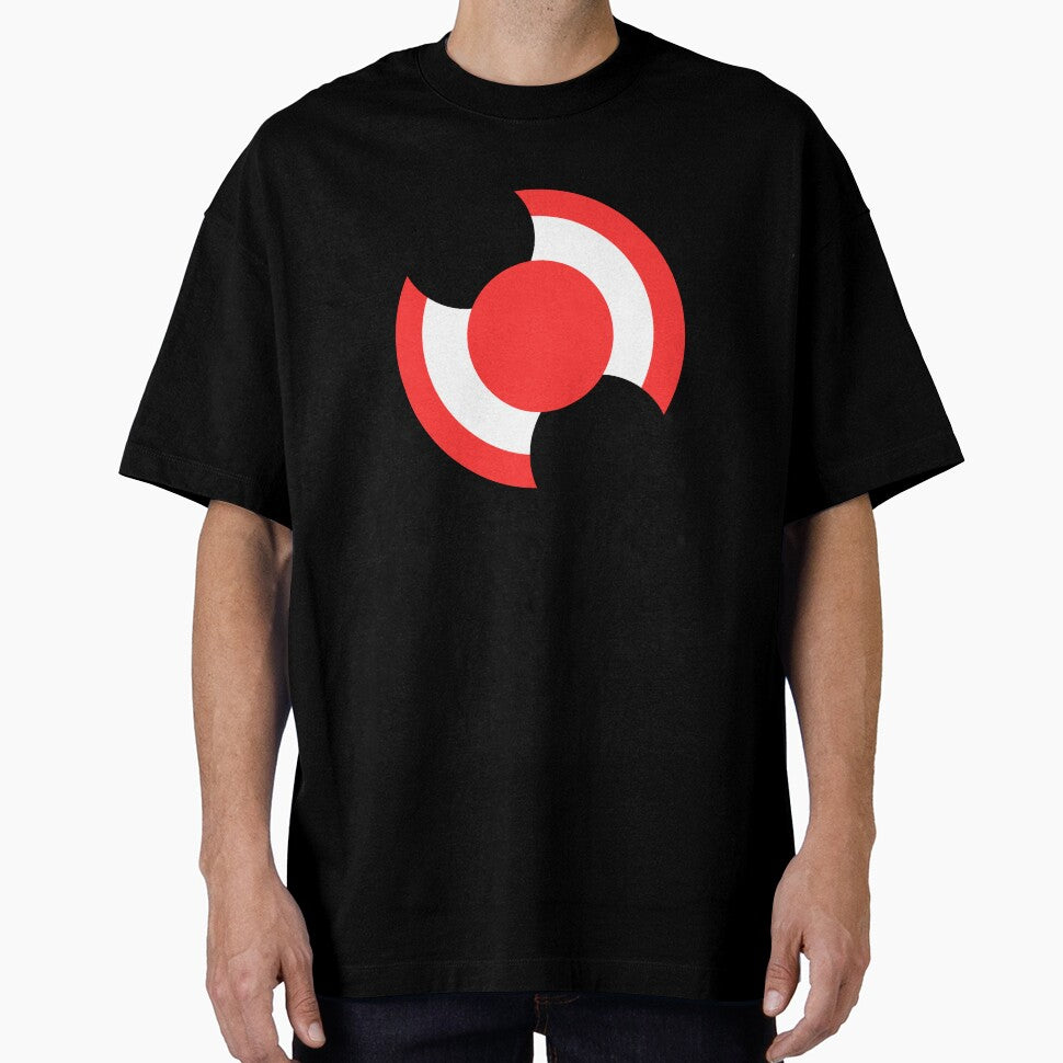 Red Circle Orbit - Bold Geometric Abstract on Black by Uceepeace