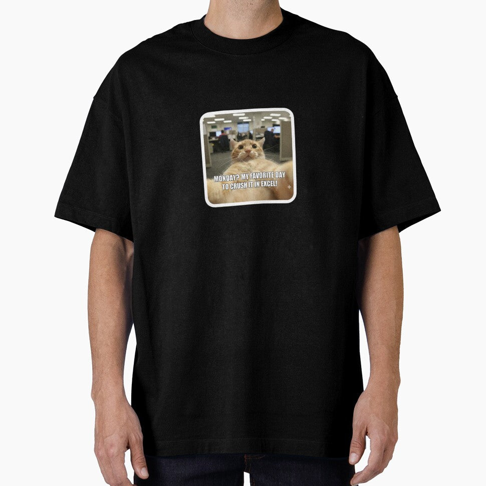 Monday Excel Humor – Funny Office Cat Meme by M0ch4 Unisex , , , Long Sleeve Tee