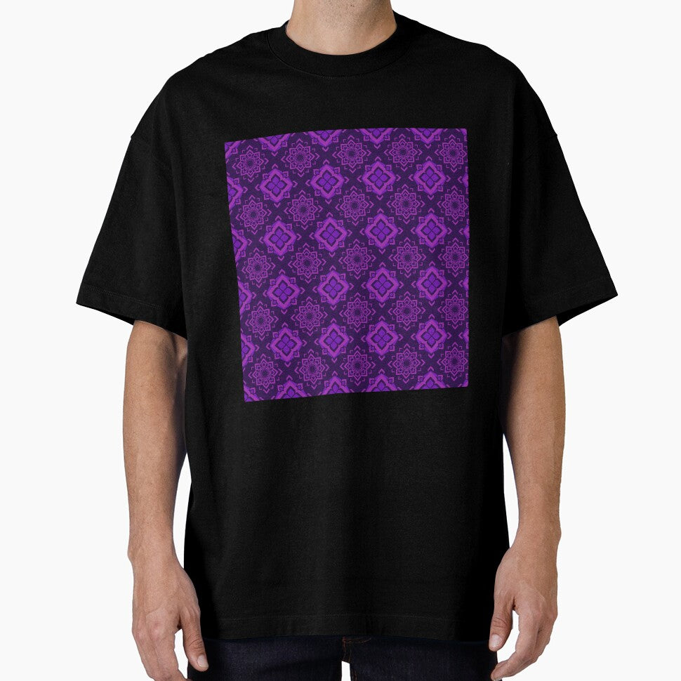 Editable seamless pattern in a soft boho background, featuring floral tribal design in purple by zephstudoartist