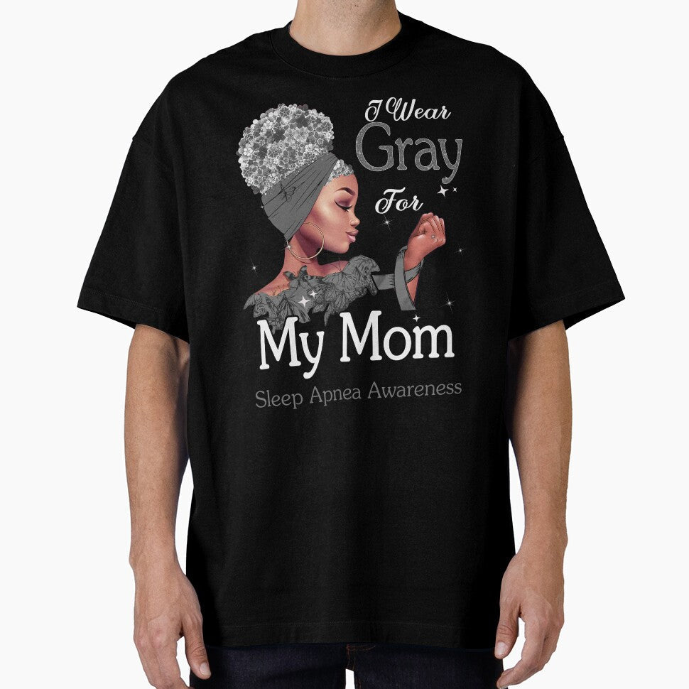 Sleep Apnea Awareness Black Girl I Wear Gray For My Mom by tenjun16 Unisex , , , Long Sleeve Tee