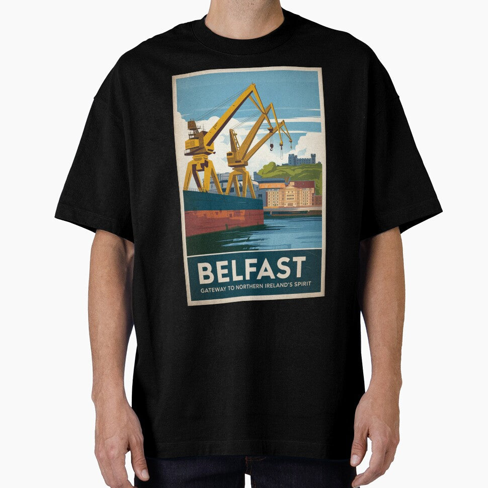 Belfast Vintage Travel Poster by TravelerRat Unisex , , , Long Sleeve Tee