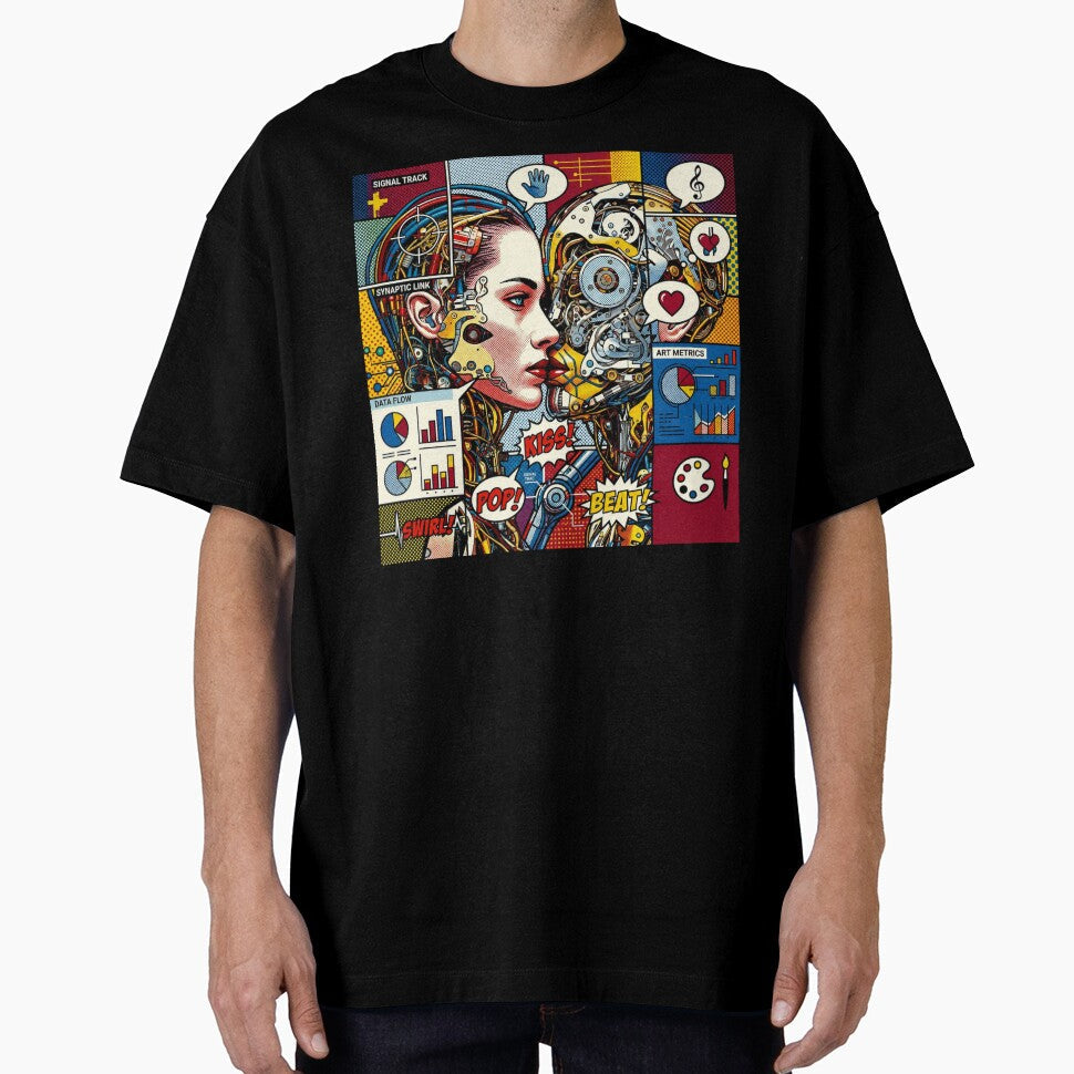 Pop art graphic woman portrait robot colorful festival by G-M-Designs Unisex , , , Long Sleeve Tee