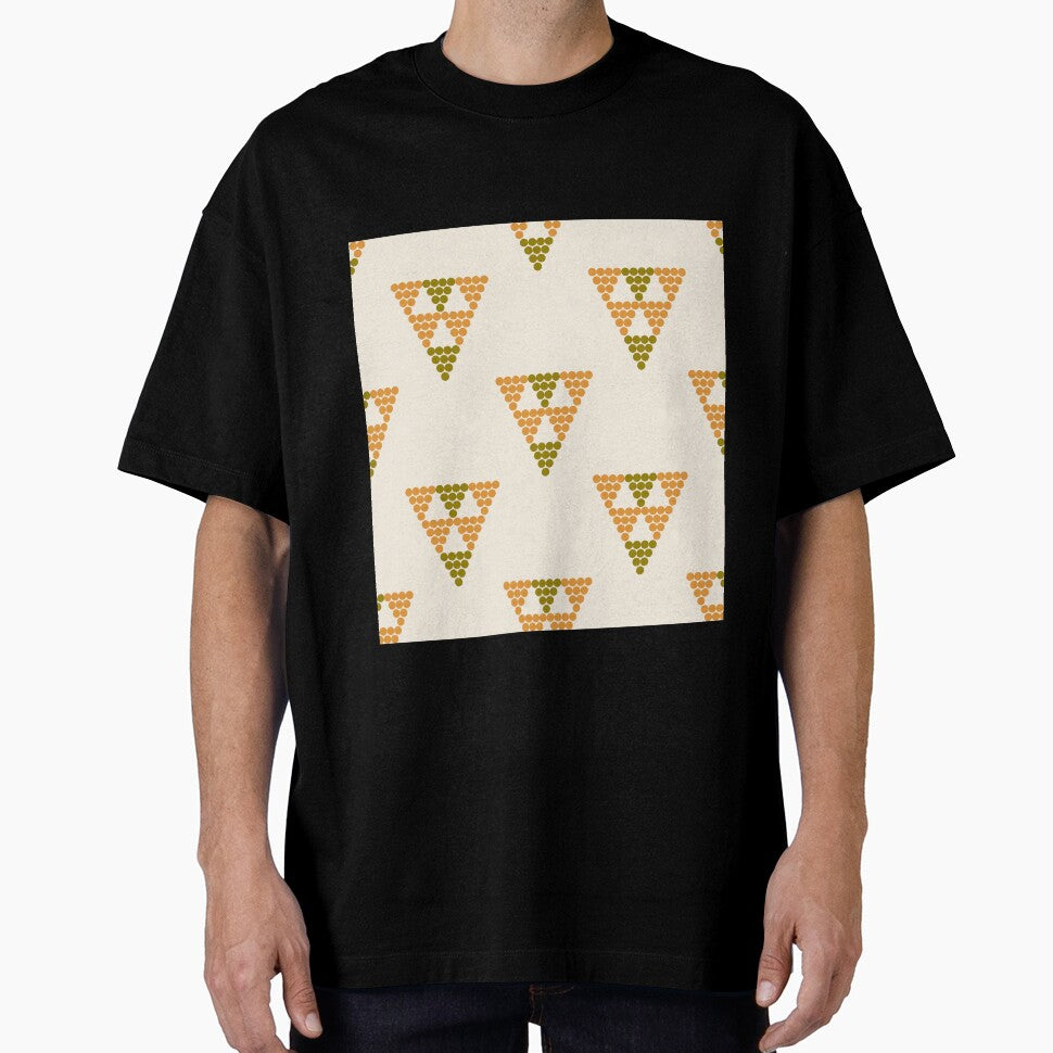 Dots in Geometric Triangle Shape – Soft Orange & Green Boho Tone by Cgraphy-space