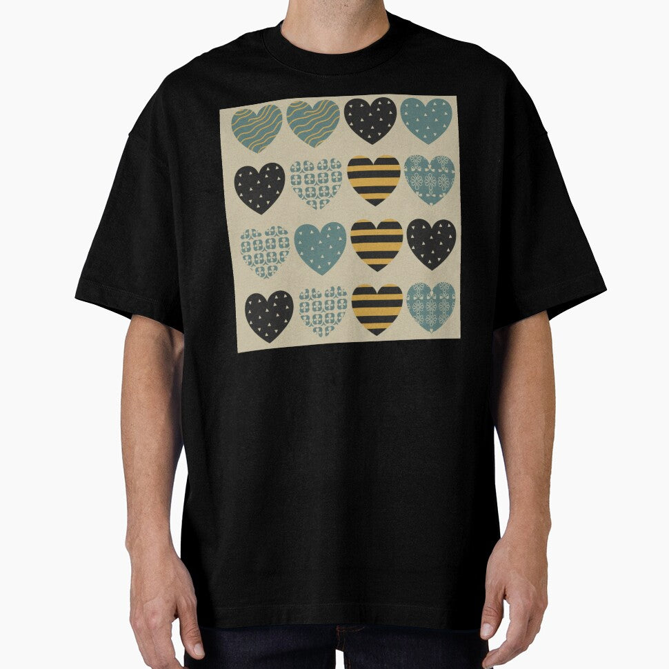 Earth Tone Retro Hearts Pattern​Abstract Hearts with Stripes and by ZyVoAli