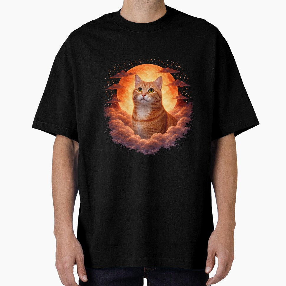 Orange Tabby Cat Moon Art – Ginger Cat Gift for Cat Mom and Dad by PixelsPaws