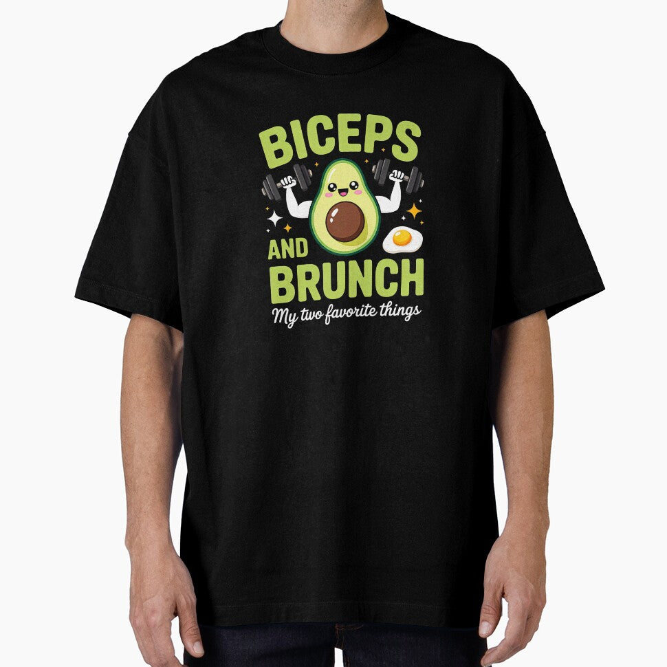 Biceps and Brunch My Two Favorite Things – Cute Avocado Fitness Quote Design by shemodas
