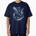 Monochrome blue watercolour shark ocean on black by adenaJ