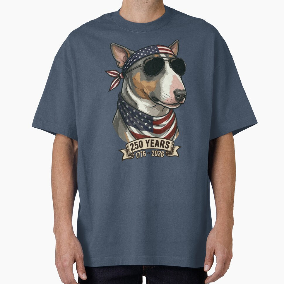 Bull Terrier American Flag 250 Years 1776-2026 by d247 Unisex , , , Long Sleeve Tee