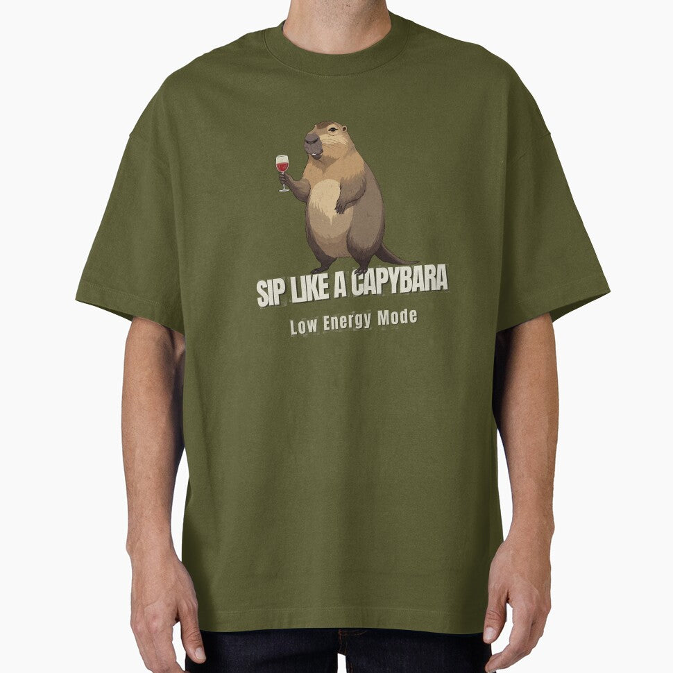Capybara Wine Lover Shirt – Sip Like a Capybara Low Energy Mode Funny Relaxed Animal Drinking Meme Tee by HOUSE OF TIST