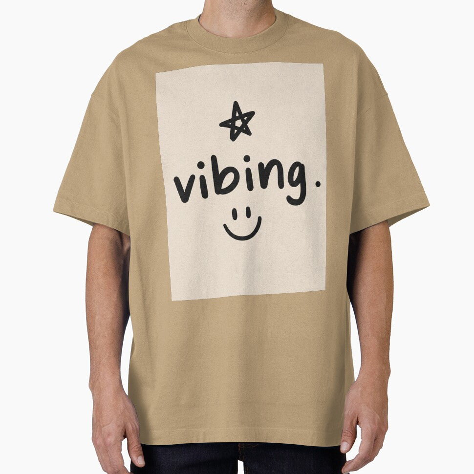 Vibing Smiley Aesthetic – Minimalist Cute Typography Design with Star by NBT-NOVA Unisex , , , Long Sleeve Tee