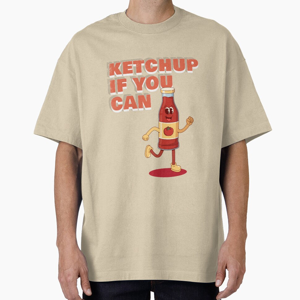 Ketchup If You Can Funny Food Pun Design – Cute Ketchup Mascot Graphic by azLittleLuxur