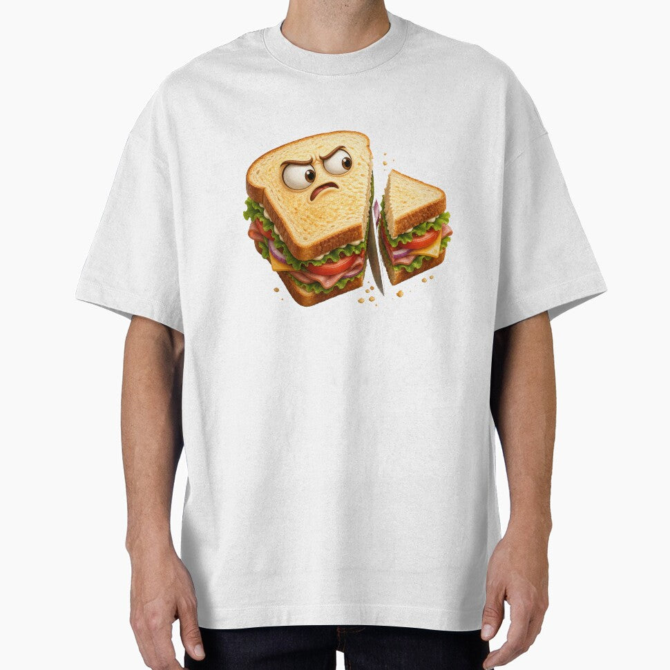 Angry Sandwich Sliced in Half Funny Food Art by jgvisualarts