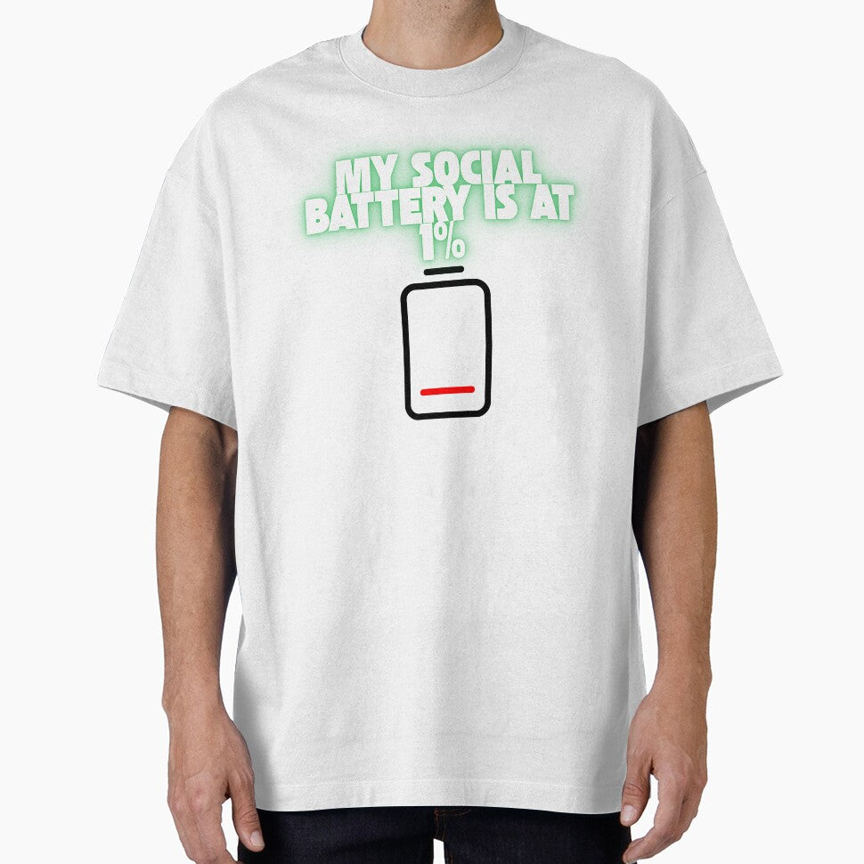 My Social Battery Is At 1% - Funny Introvert Neon Glow Design by KostekArtShop